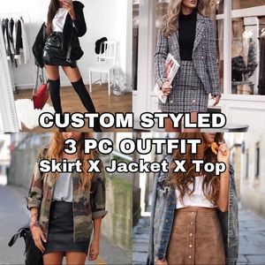 Custom Styled 3 PC Outfit - Skirt, Jacket & Top